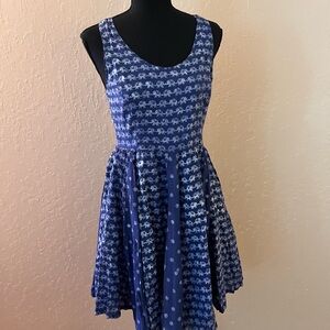 Blue Elephant Print‎ Midi Dress